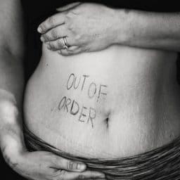 stomach with out of order written on it