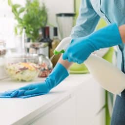 Cleaning the kitchen counter