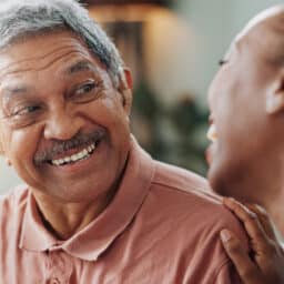 Senior man talking to his daughter